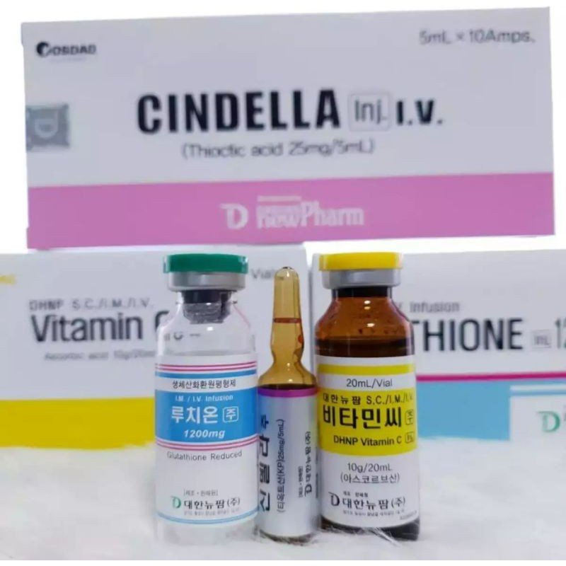 Korea High Quality Whitening Injection Glutathione Luthione1200mg Cinderella Vitamin C Serum for Skin Whitening
