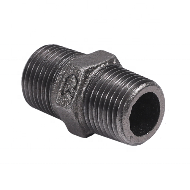 Leyon FM UL Grooved Pipe Fitting Fire Fighting Pipes Fire Protection System Black Malleable Iron Hexagon Nipple