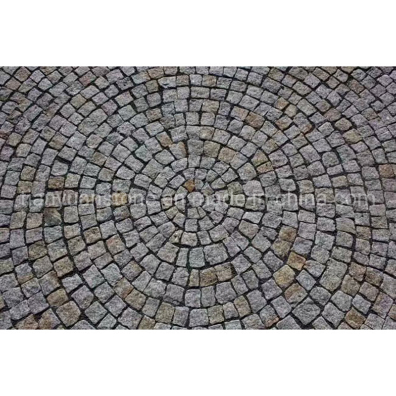 Fan Shape Meshed Cobblestone for Exterior Paving and Car Parking Area