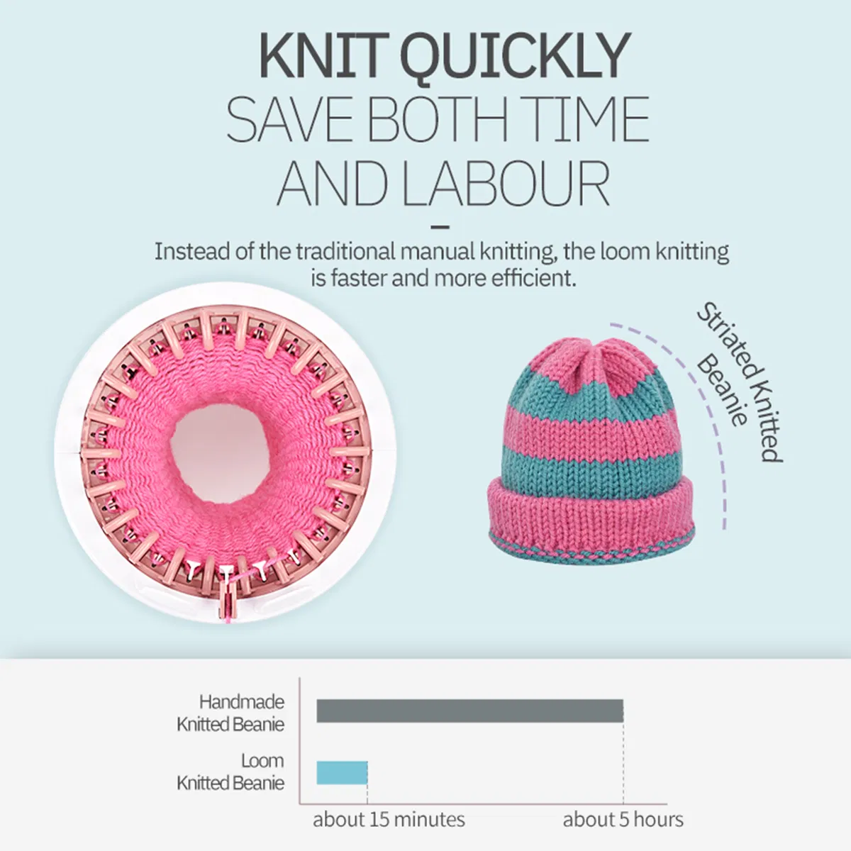 Handcraft Scarf Hat Socks Wool Weaving Loom Pink Knitting Machine