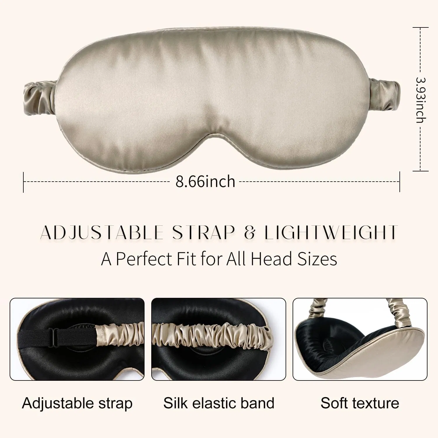 High Quality 3D Silk Sleep Mask Sleeping Eye Mask with Adjustable Strap