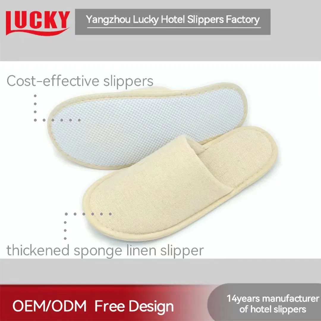 New Eco-Friendly Hotel Slippers Manufacturer Linen SPA Slippers Sustainable Biodegradable Eco-Friendly Slippers for Hotels Luxury Hotel Linen Towel Velvet