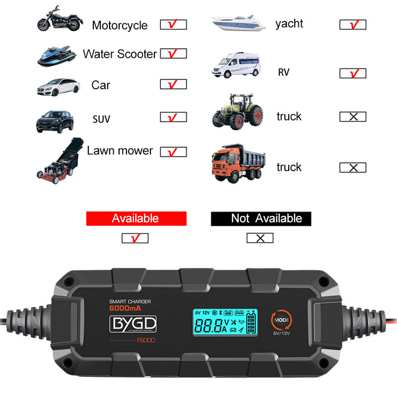 Автоматическое зарядное устройство F6000 для 6V/12V аккумуляторов