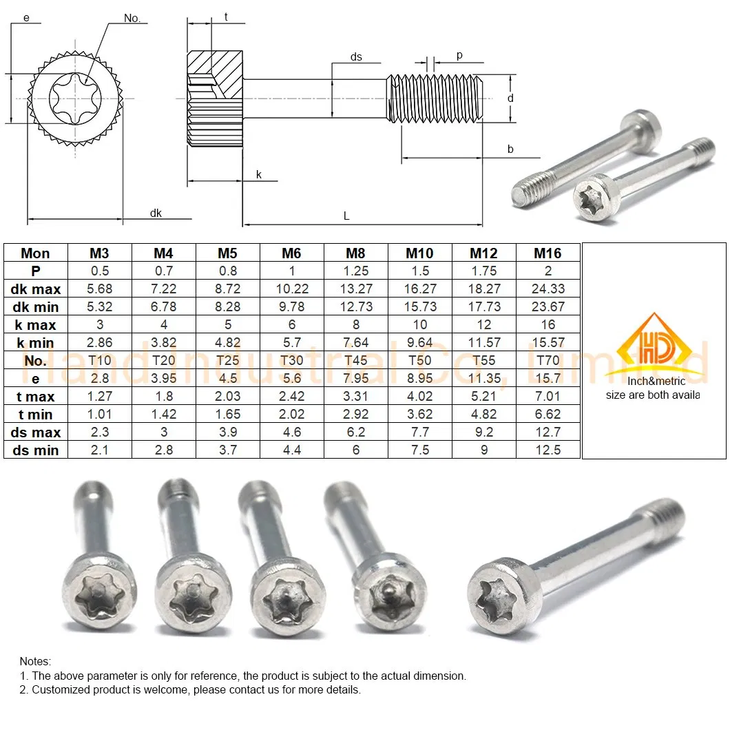 M3 Screw Cap Stainless Steel 304 Torx Head Captive Screws