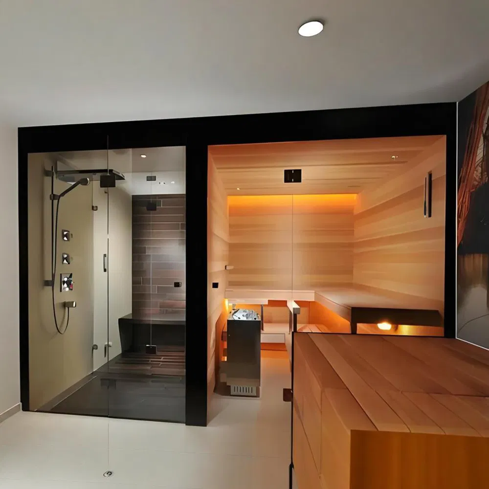 Семейная парная для дома с безопасными дверями