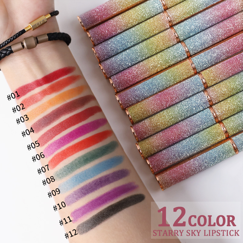 High Pigment Colorful 12 Colors Waterproof Durable Velvet Matte Lipstick Makeup