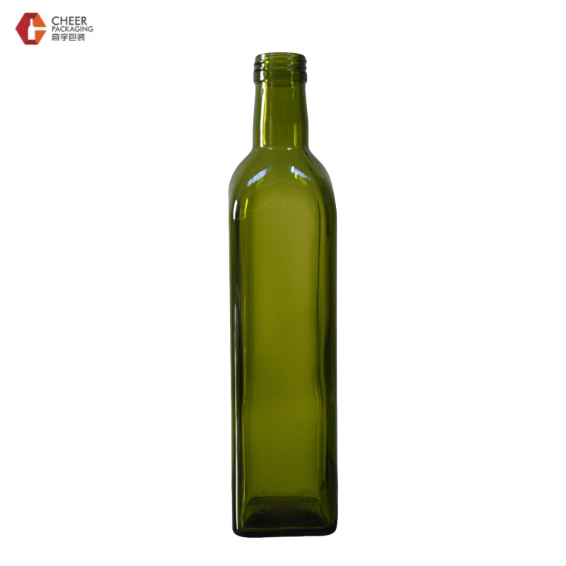 1000ml 1L Food Bottles Green Square Glass Olive Oil Bottle