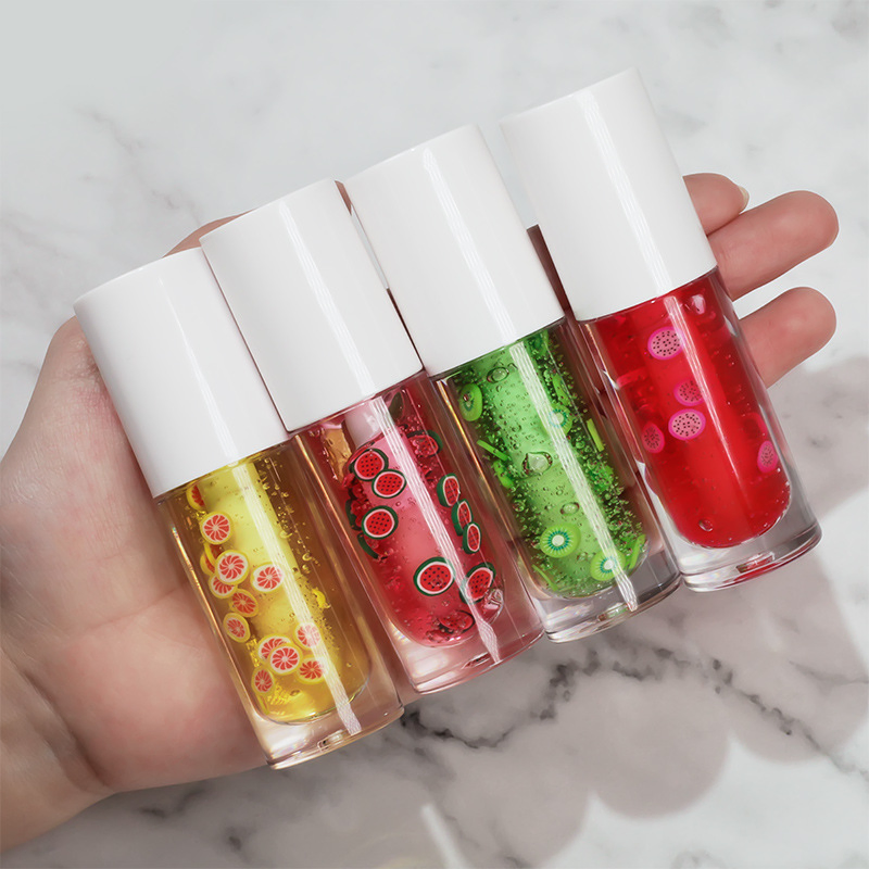 Private Label Wholesale Vegan Crystal Makeup Fruit Flavor Lipgloss Cute Lip Balm Oil