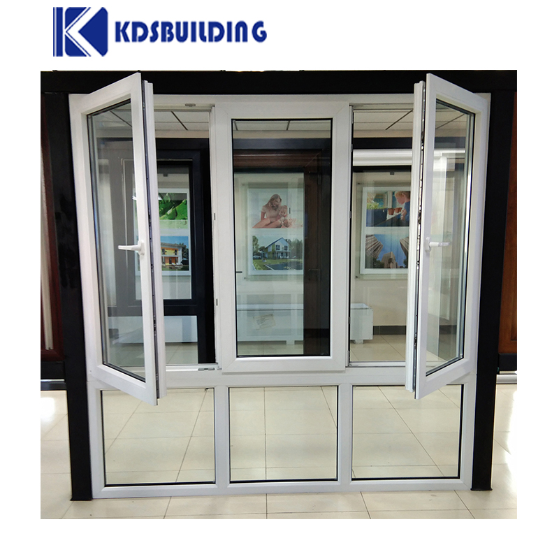 Kdsbuilding Double Pane PVC Window, China Plate Glass Window Prices Heat Insulation PVC Windows and Doors