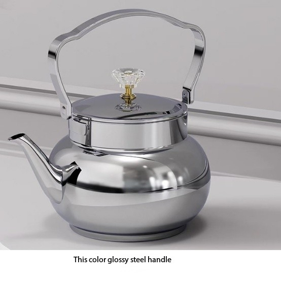Stainless Steel Tea Kettle, Gold - Plated Pattern Teapot with Crystal Knob,