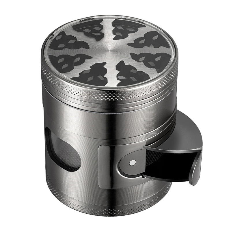 Zinc Alloy Inverted Tobacco Cutter with Skylight Diameter 60mm Four-Layer Tobacco Herb Grinder