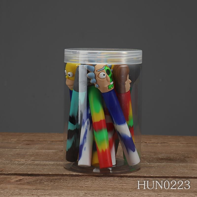 Mix Pictures Expressional and Cartoon Pen Cap Silicone Smoking Pipes