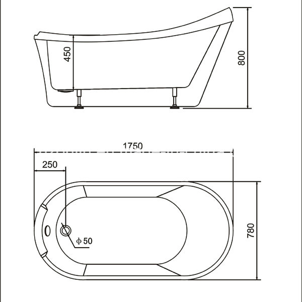 High Quality Acrylic Material Free Standing Bathtub