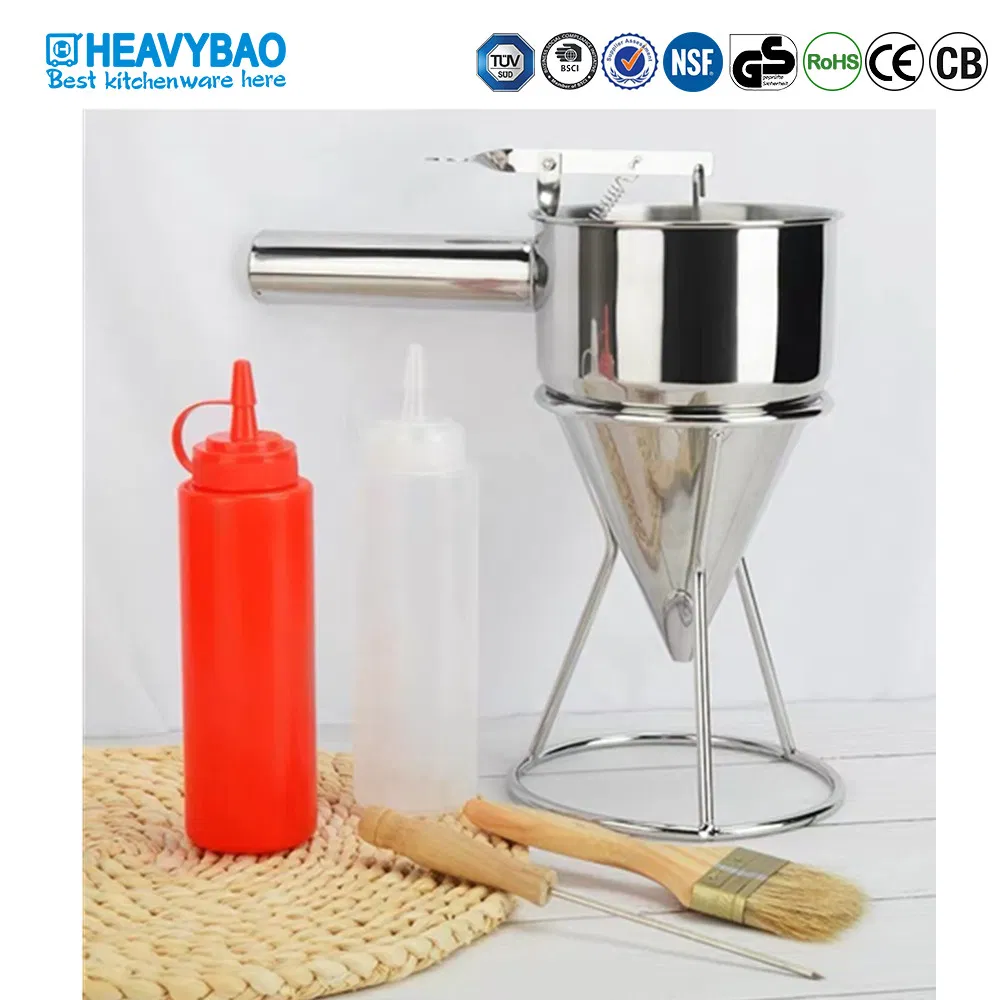 Heavybao Stainless Steel Pancake Batter Dispenser Oil Funnel Kitchen Tool