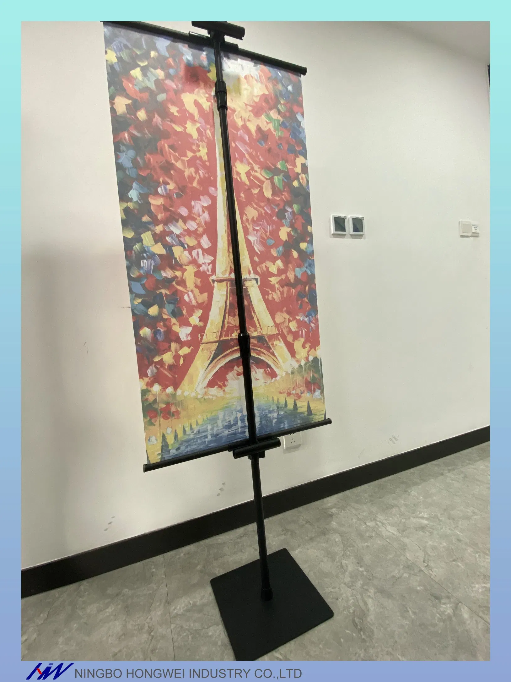 Floor standing adjustable iron frame stable tripod display advertising double sided poster banner folding easel stand