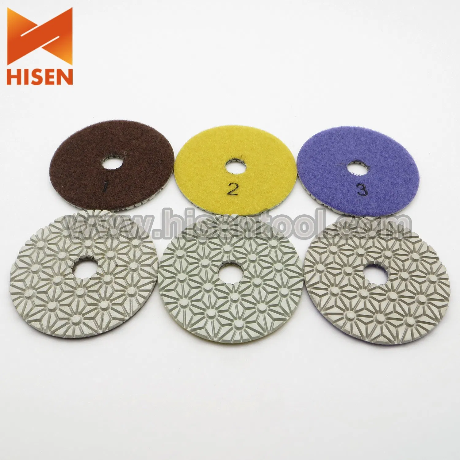 4 Inch 3 Steps Diamond Flexible Flower Type Polishing Pads
