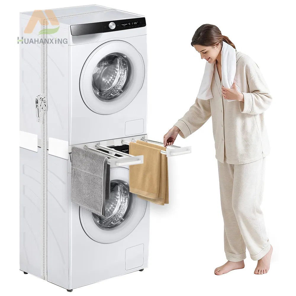 Adjustable Width Washing Machine and Dryer Connecting Frame for Customizable Appliance Fit