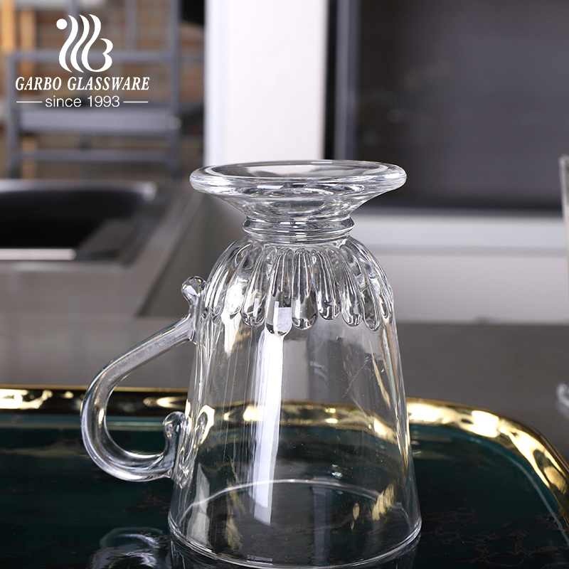 Turkey Style Solid Transparent 11oz Exclusive Designs Glass Coffee Mug High White 7oz 11oz Milk Latte Tea Glass Mugs with Handle