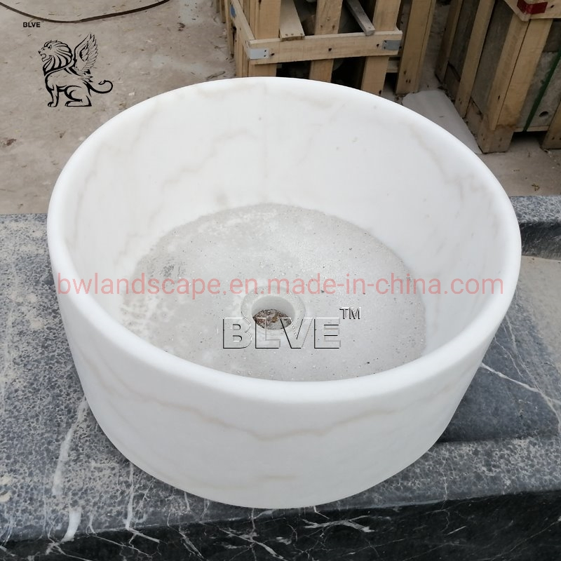 Раковина из белого мрамора BLVE, круглая