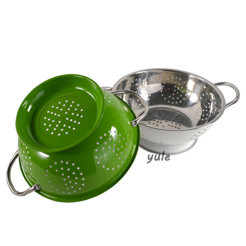 Factory Wholesale Profeesional Colander Multi-Purpose with Double Handle Mini Stainless Steel for Fruit and Vegetable Colander