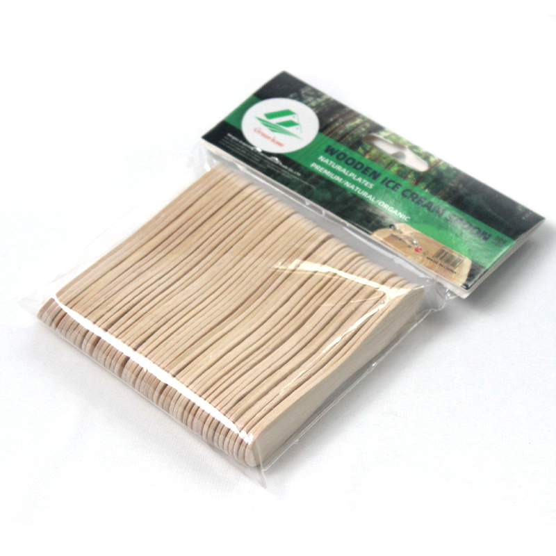 Birch Wood Natural Color Ice Cream Spoon Made in China