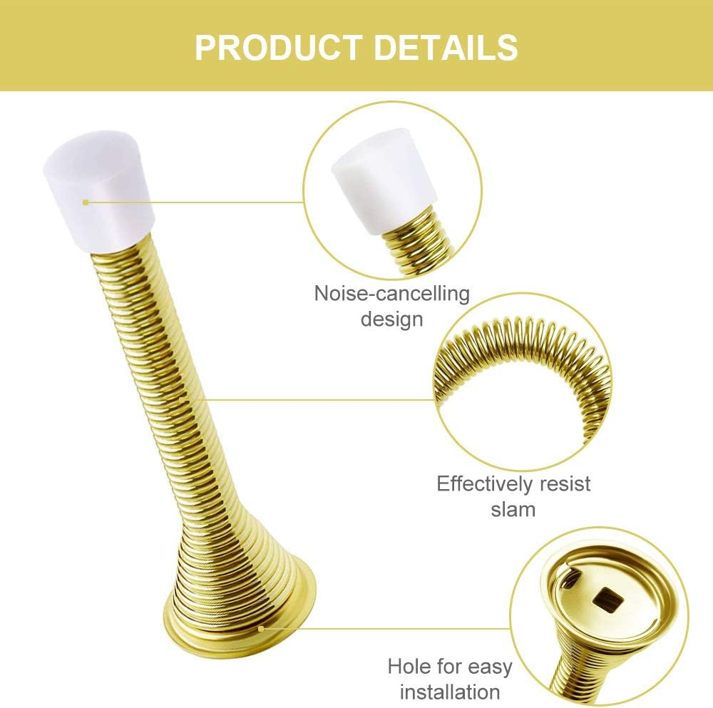 MD170L-Pb Steel Door Stop, Gold Finish