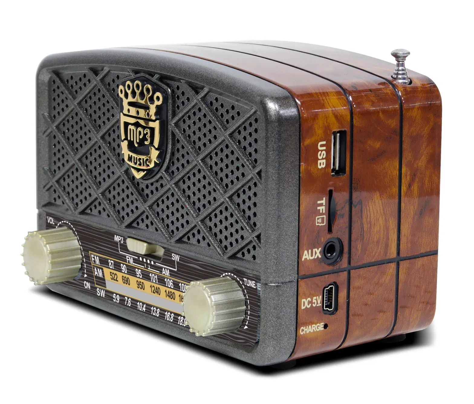 Mmeier M-138bt Portable 3-Band Am FM Sw, Consumer Electronics Portable Motorized Sound, Loud Volume, Wireless Connectivity, TF Card and M Mini Radio