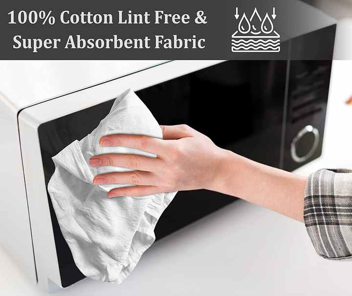 Kitchen Flour Sack Tea Towels, 28" X 28" Ring Spun 100% Cotton Dish Cloths Machine Washable for Cleaning & Drying Tea Towels