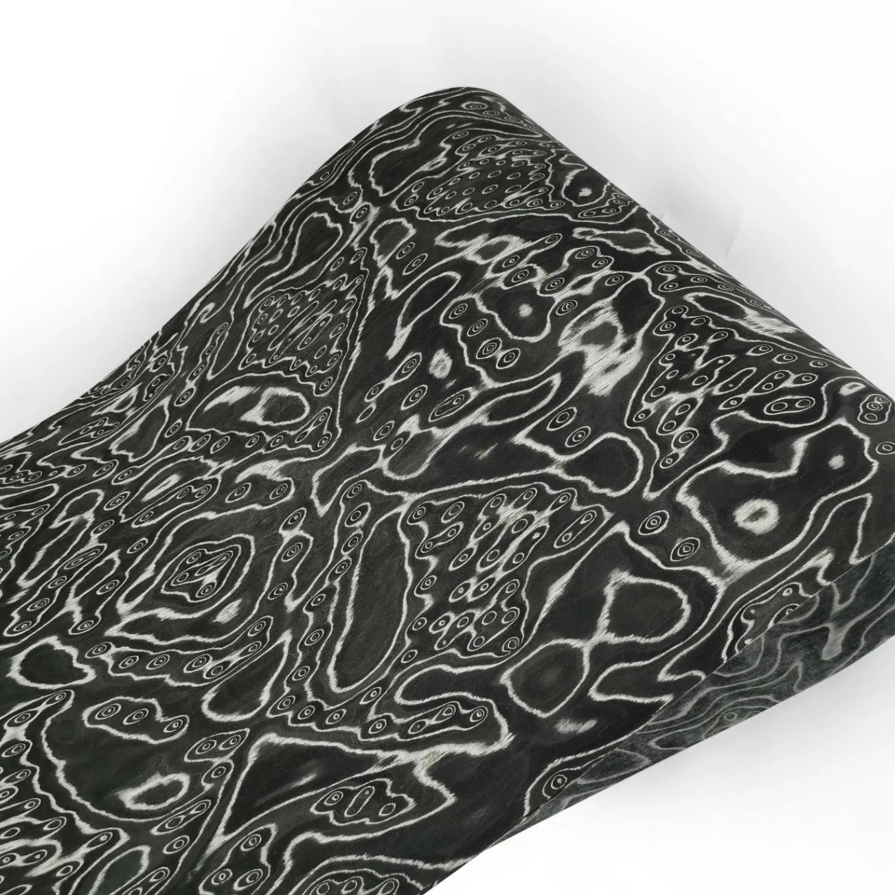 Intricate Monochrome Black & White Engineered Wood Veneer for Flooring, Furniture, & Door Skins - DIY Material