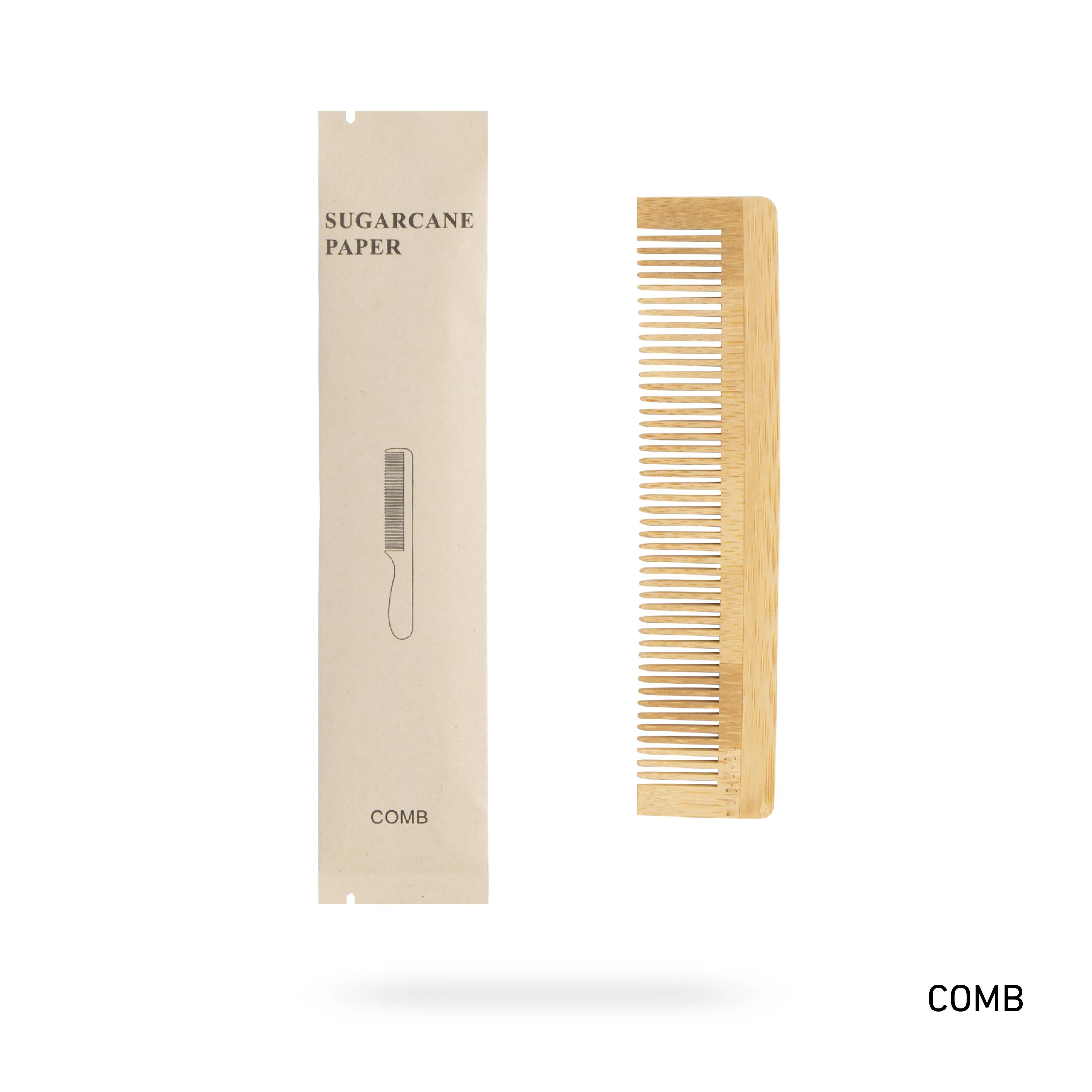 Custom Logo Eco-Friendly 5 Star Hotel Bathroom Amenities Bamboo Hair Comb