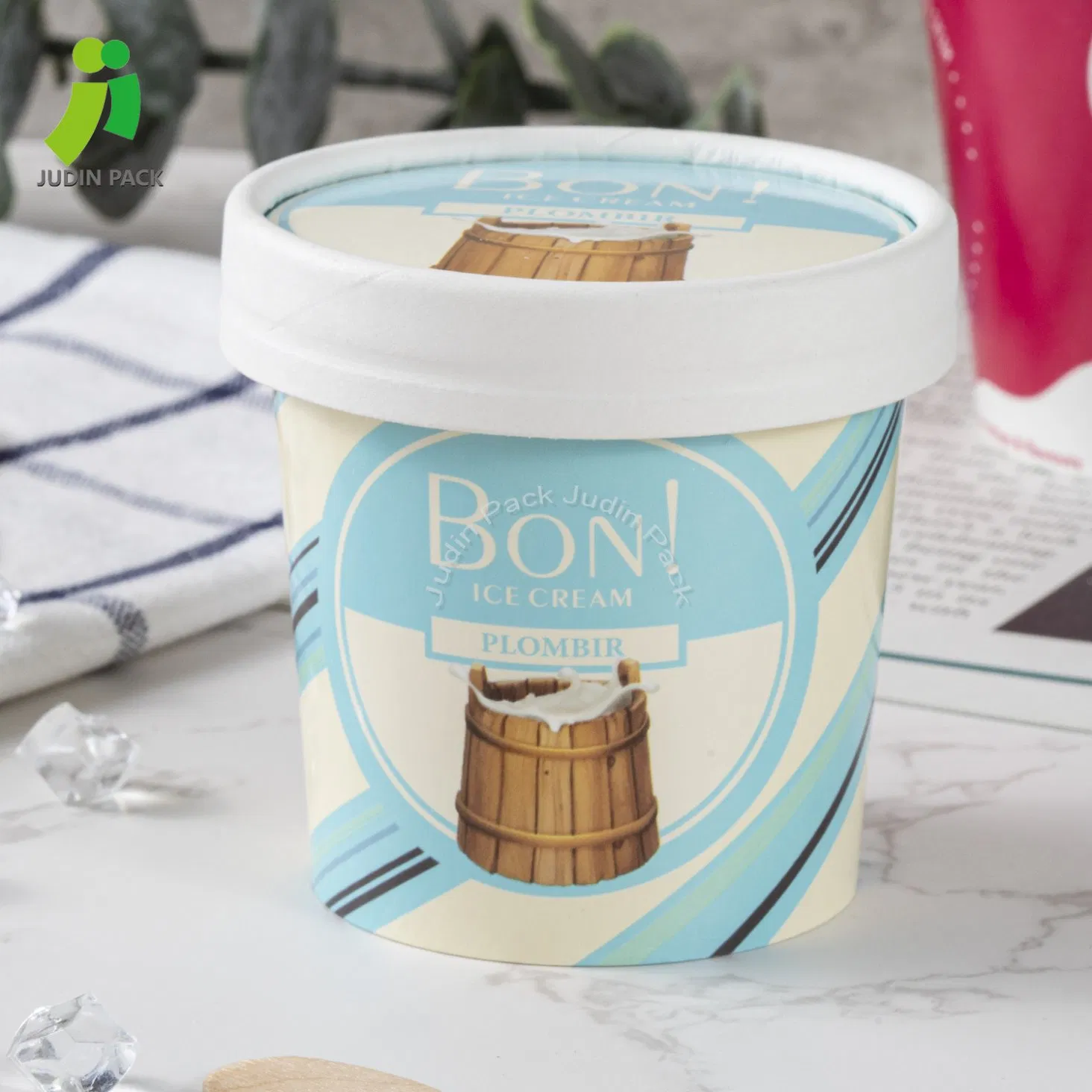 Disposable Paper Product Food Container Ice Cream Cup Made of Sturdy, BPA-Free, Food-Grade Paper
