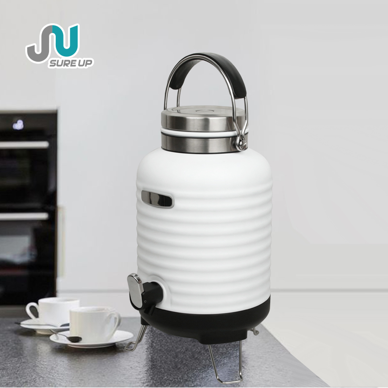 Stainless Steel Water Jug 6/8/10L Double Wall Insulated with Faucet & Folding Handle