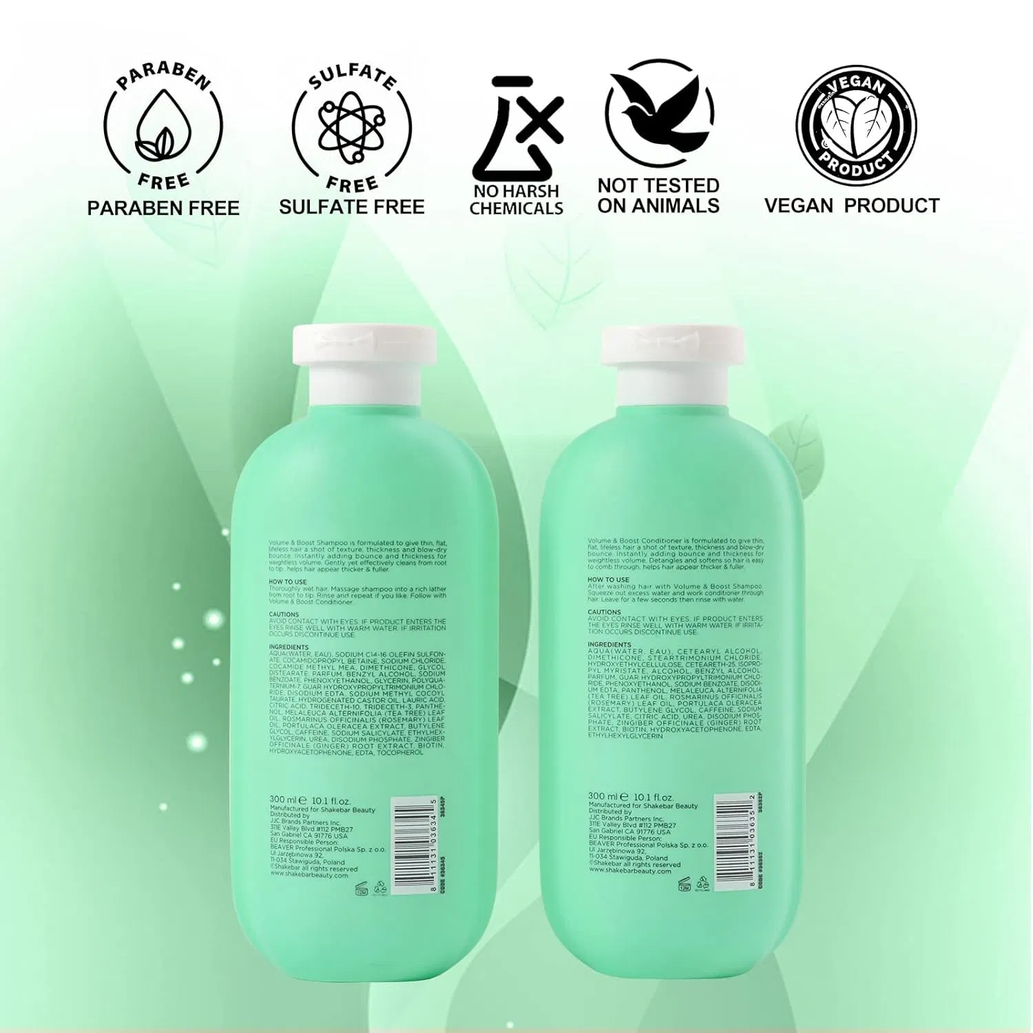Shakebar Biotin Tea Tree Shampoo and Conditioner Set for Fine Thin Hair