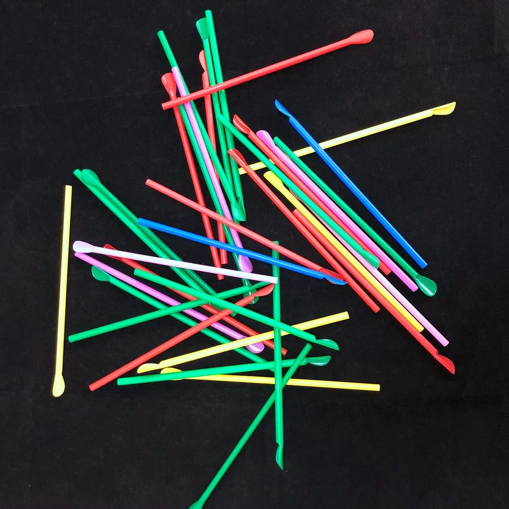 500 Pack Colorful Disposable Plastic Spoon Straws with OPP Bag Wrapped for Snow Cone