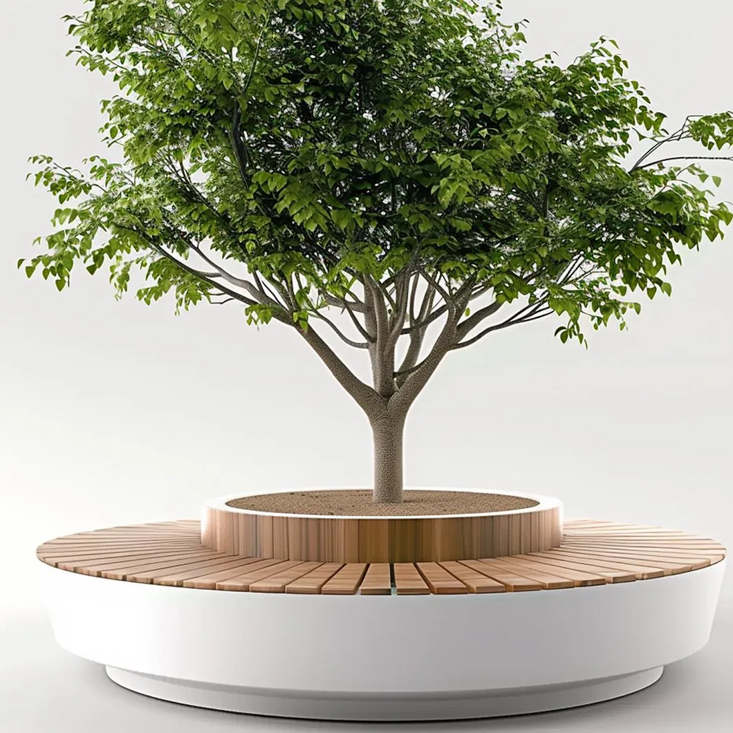 Outdoor Fiberglass Belt Flowerpot Circular Seat