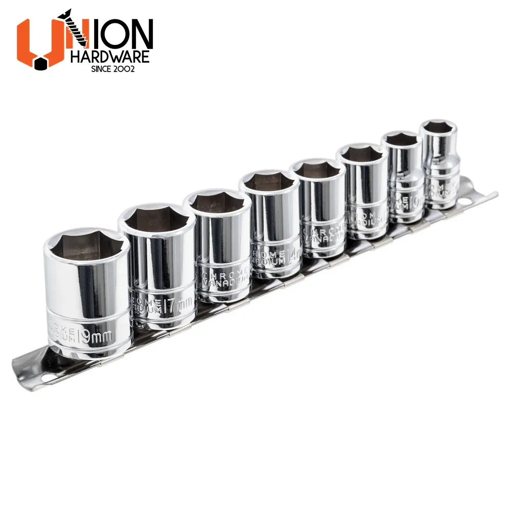Customized Surface Treatment Chrome Knurling 1/4 Inch 3/8 Inch 1/2 Inch Auto Repairing CRV Metric Drive Socket with Tool Set