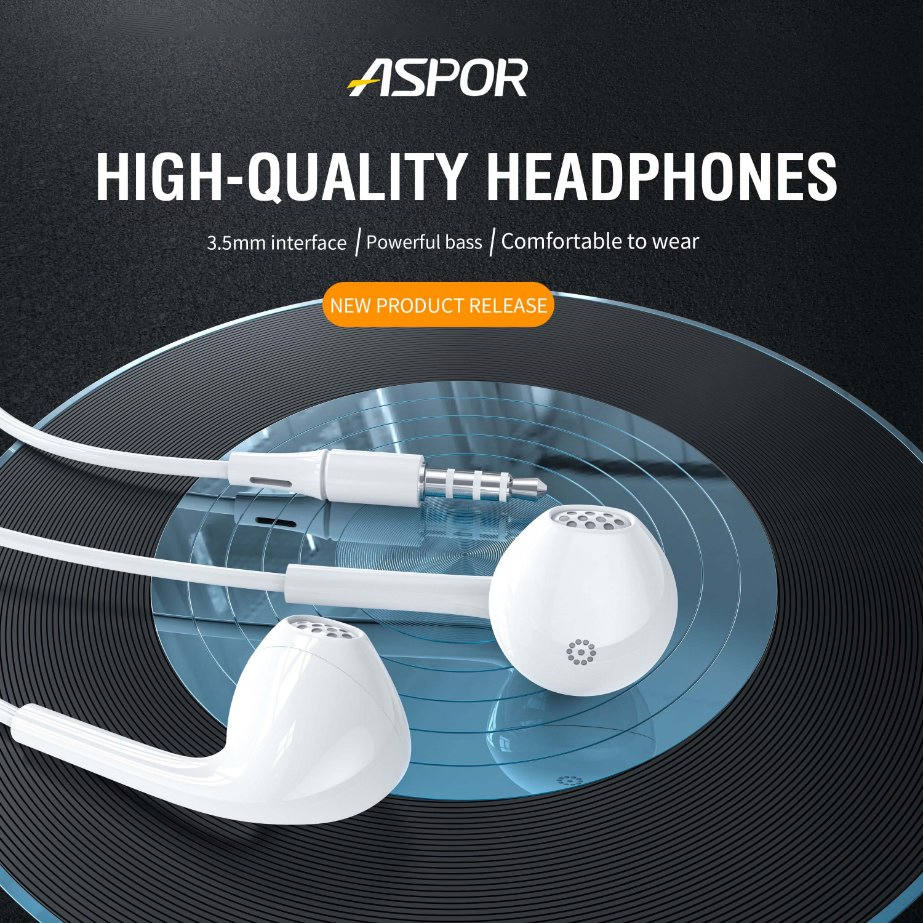 Наушники проводные 3.5 мм с микрофоном ASPOR A219