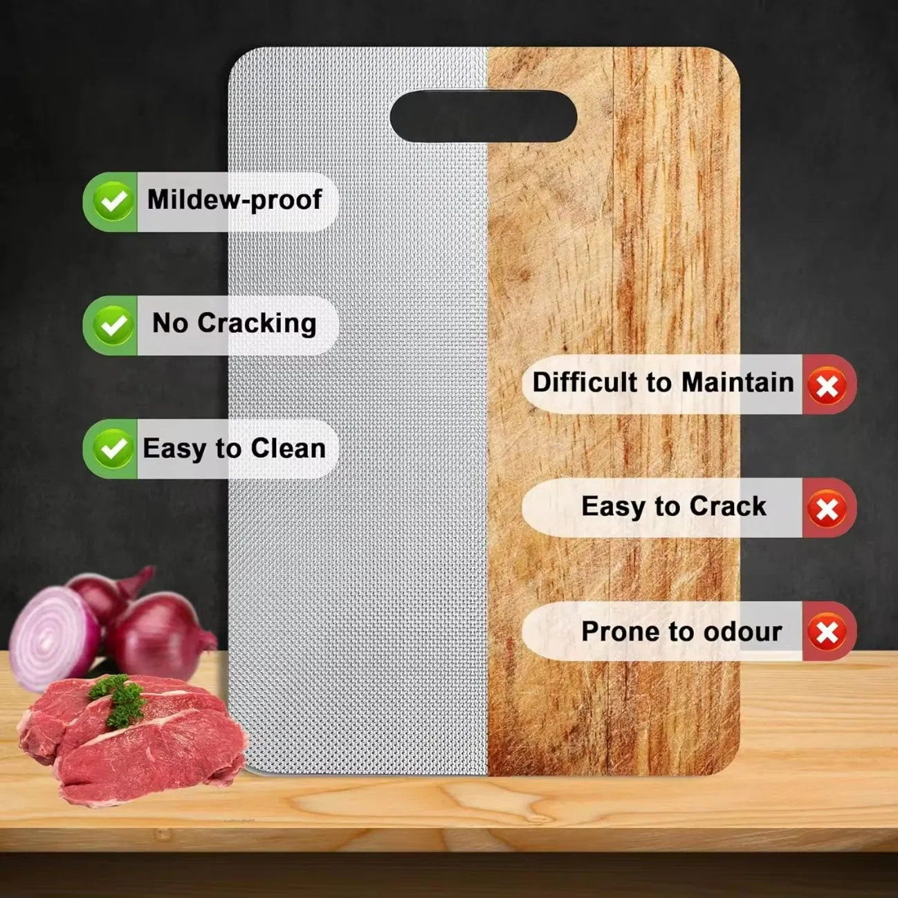 Multifunction Scratch Proof Vegetable Fruits Cutting Board Chopping Board Stainless Steel Household Cutting Board