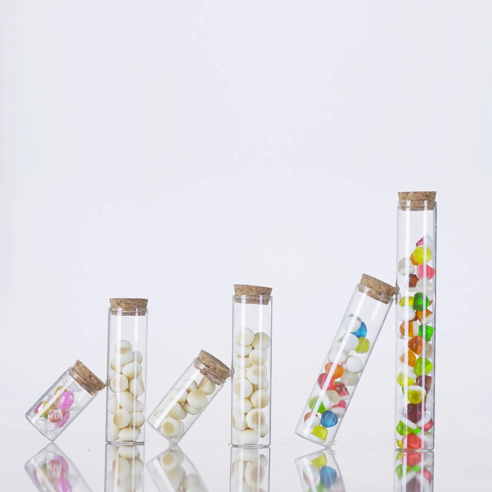 Transparent Laboratory Clear Glass Tubes with Corks School Lab Supplies Tall Wide Mouth Jar for Chocolate Snack Home Storage with Cork