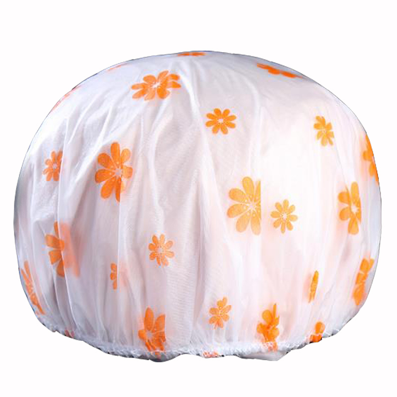 Disposable PE Shower Cap with Cherry Design in Pink