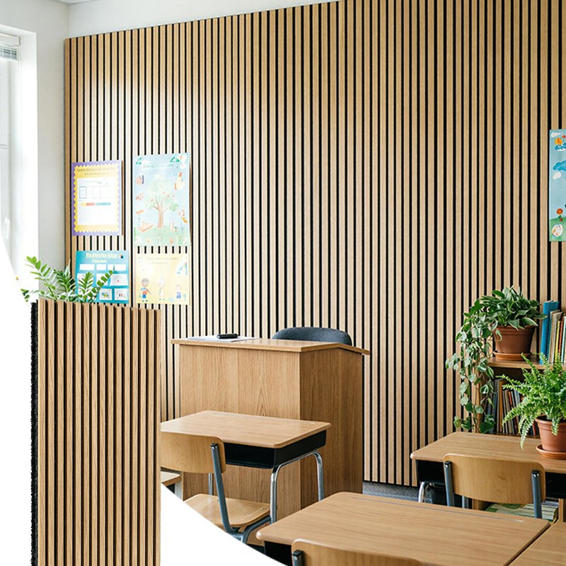 Groove Wooden Slat Panels Squre 4PCS Carton Wood Acoustic Panel