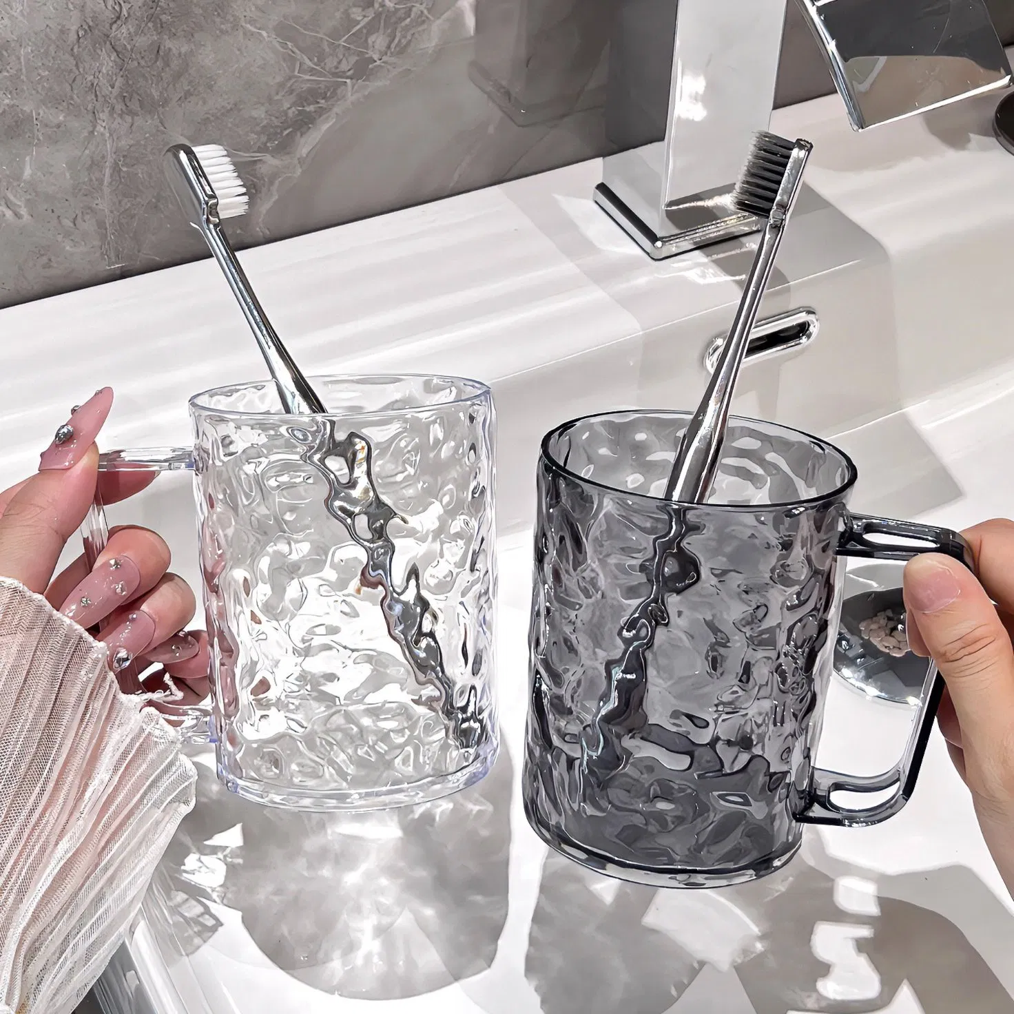 High Quality Plastic Glacier Pattern Cup Transparent Water Cup