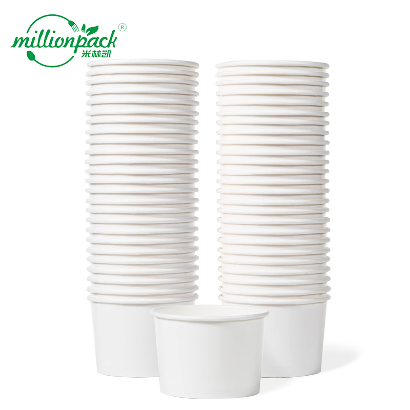 Wholesale Kraft Paper Ice Cream Bowl with Lid for Ice Cream Shops