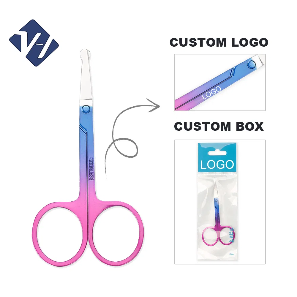 Women Eyebrow Round Tips Trim Straight Tips Stainless Steel Sharp Beauty Scissors