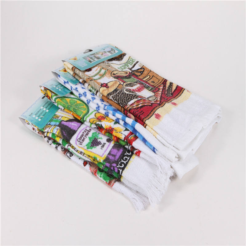 Wholesale Cheap Cotton and Polyester Tea Towel Custom Printed Pattern Kitchen Towel