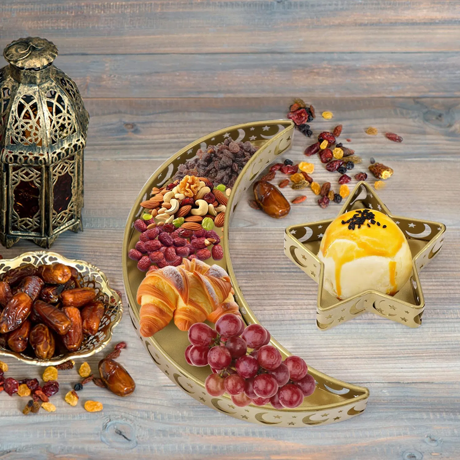 Iron Eid Mubarak Food Board Moon and Star Ramadan Serving Tray