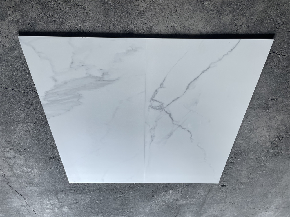 Керамогранитная плитка для пола в ванную 600x1200 мм, белый мрамор