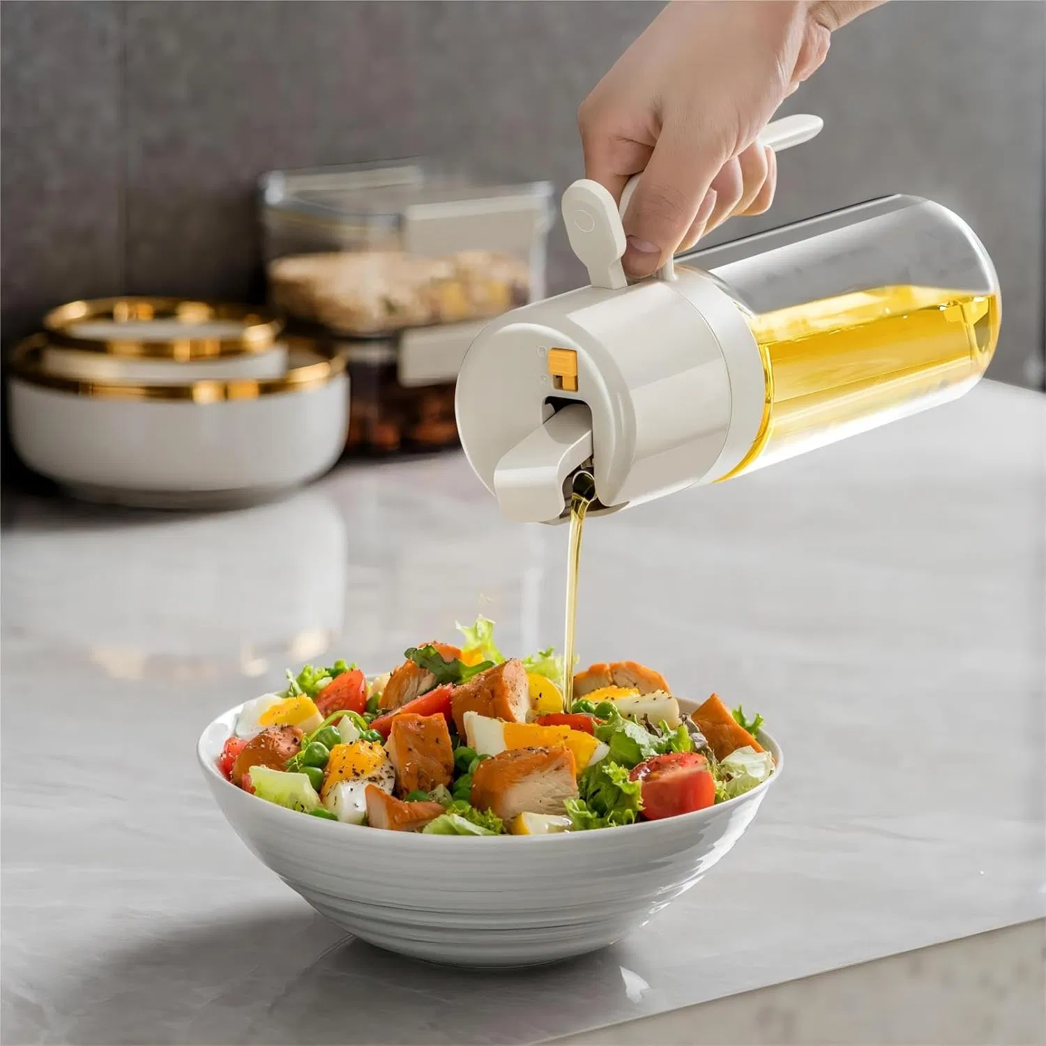 Ds-2671 Upgraded Glass Oil Dispenser and Oil Sprayer 18.5 Oz /550ml 2 in 1 Olive Oil Dispenser Bottle