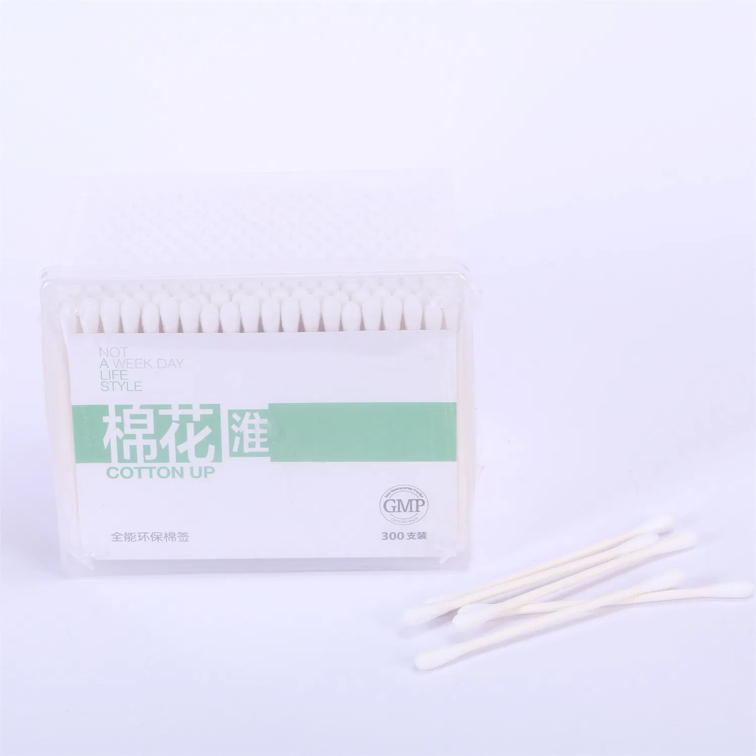 100% Pure Cotton Natural Cotton Buds Double Round Head Cotton Swabs in Square Box
