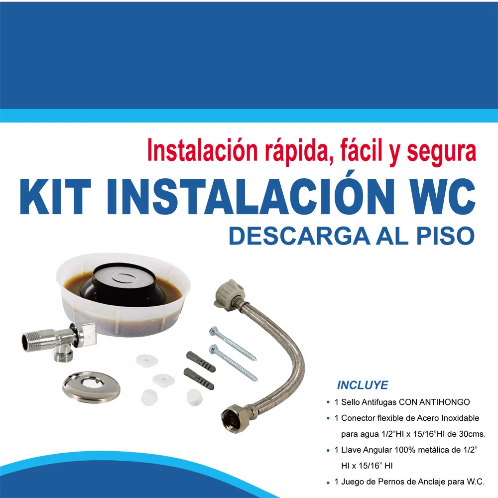 Construction Accessories Wc Installation Kit Toilet Gasket with Flexible Hose Angle Valves Toilet Fitting